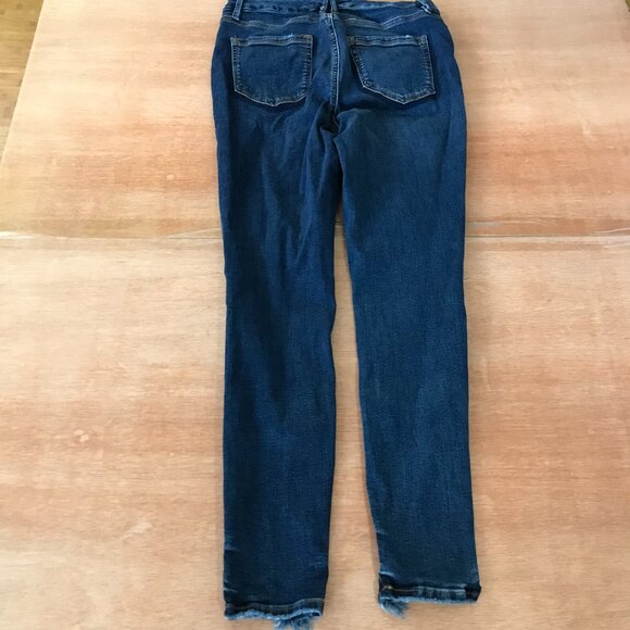 Good American Jeans Women 12/31 Blue Distressed High Rise Dark Wash Stretch - Picture 2 of 9